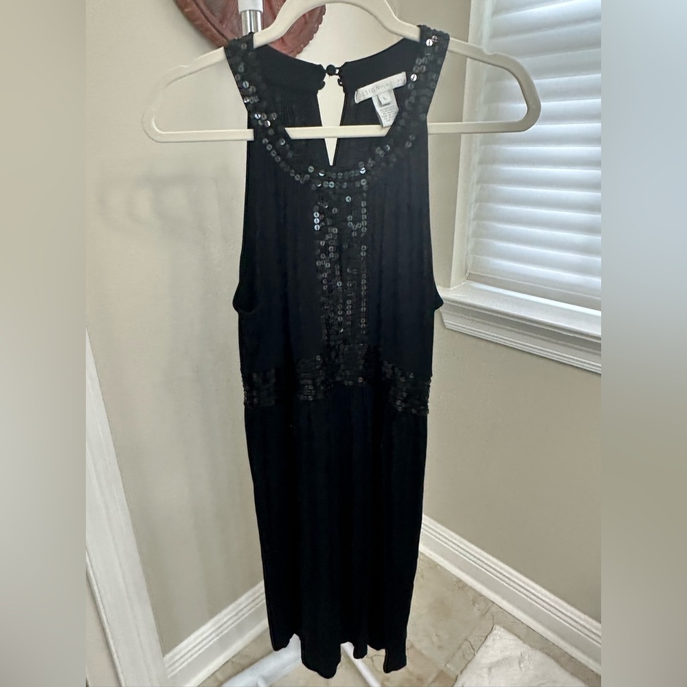 Design History Black Dress with Sequin Accents, L